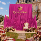 50ft x 15ft Hot Pink Backdrop Curtains for Wedding Parties, 10 Panels Extra Long Wrinkle Free Fabric Drapes, alternate view 3