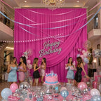 50ft x 15ft Hot Pink Backdrop Curtains for Wedding Parties, 10 Panels Extra Long Wrinkle Free Fabric Drapes, alternate view 6