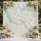 50ft x 15ft Ivory Backdrop Curtain for Wedding Party 10 Panels 5x15ft Wrinkle Free Silky Polyester Backdrop, alternate view 2