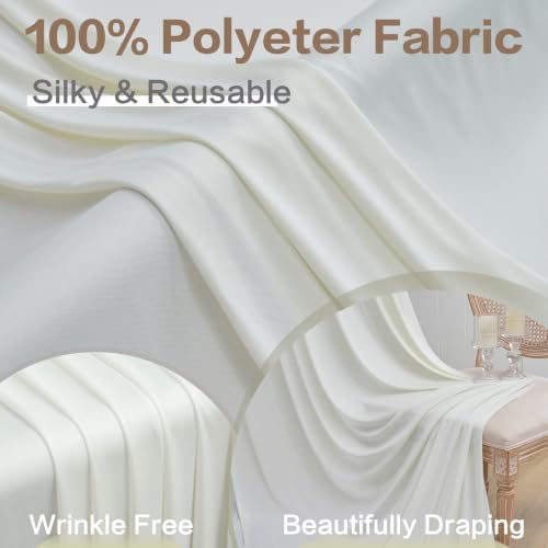 50ft x 15ft Ivory Backdrop Curtain for Wedding Party 10 Panels 5x15ft Wrinkle Free Silky Polyester Backdrop, alternate view 4