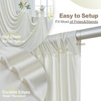 50ft x 15ft Ivory Backdrop Curtain for Wedding Party 10 Panels 5x15ft Wrinkle Free Silky Polyester Backdrop, alternate view 5