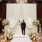 50ft x 15ft Ivory Backdrop Curtains for Wedding Parties, 10 Panels Extra Long Wrinkle Free Fabric Drapes Photo