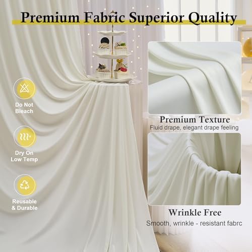 50ft x 15ft Ivory Backdrop Curtains for Wedding Parties, 10 Panels Extra Long Wrinkle Free Fabric Drapes Photo, alternate