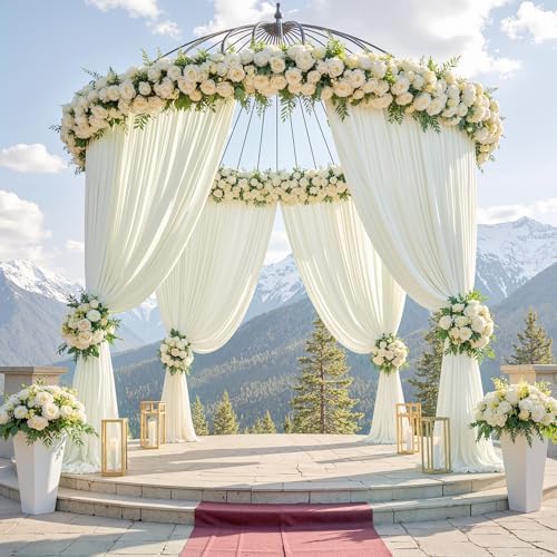 50ft x 15ft Ivory Backdrop Curtains for Wedding Parties, 10 Panels Extra Long Wrinkle Free Fabric Drapes Photo, alternate