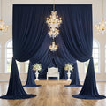 50ft x 15ft Navy Blue Backdrop Curtain for Wedding Party 10 Panels 5x15ft Wrinkle Free Silky Polyester Backdrop