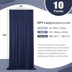 50ft x 15ft Navy Blue Backdrop Curtain for Wedding Party 10 Panels 5x15ft Wrinkle Free Silky Polyester Backdrop, alternate
