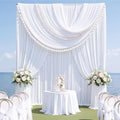 50ft x 15ft White Backdrop Curtains for Wedding Parties, 10 Panels Extra Long Wrinkle Free Fabric Drapes Photo