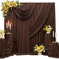 50FT x 15FT Wrinkle-Free Brown Backdrop Curtains for Wedding, 10 Panels Brown Fabric Photo Background Drapes for