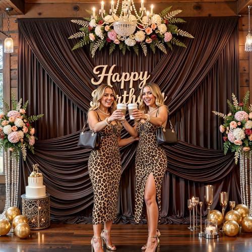 50FT x 15FT Wrinkle-Free Brown Backdrop Curtains for Wedding, 10 Panels Brown Fabric Photo Background Drapes for, alternate