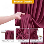 50FT x 15FT Wrinkle-Free Burgundy Backdrop Curtains for Wedding, 10 Panels Burgundy Fabric Photo Background, alternate view 5