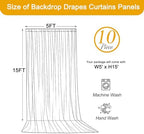 50FT x 15FT Wrinkle-Free Burgundy Backdrop Curtains for Wedding, 10 Panels Burgundy Fabric Photo Background, alternate view 6