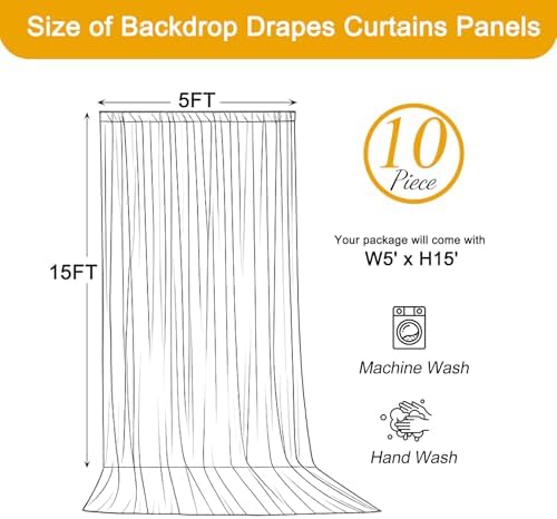 50FT x 15FT Wrinkle-Free Burgundy Backdrop Curtains for Wedding, 10 Panels Burgundy Fabric Photo Background, alternate view 6