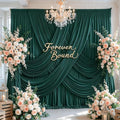 50FT x 15FT Wrinkle-Free Hunter Green Backdrop Curtains for Wedding, 10 Panels Hunter Green Fabric Photo