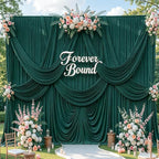 50FT x 15FT Wrinkle-Free Hunter Green Backdrop Curtains for Wedding, 10 Panels Hunter Green Fabric Photo, alternate view 2