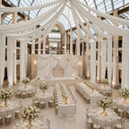 50FT x 50FT Beige Ceiling Drapes for Wedding Party Decor in 60"W x 600"L (Pack of 10) in Beige