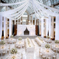 50FT x 50FT White Ceiling Drapes for Wedding Party Decor in 60"W x 600"L (Pack of 10) in White