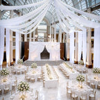 50FT x 50FT White Ceiling Drapes for Wedding Party Decor in 60"W x 600"L (Pack of 10) in White