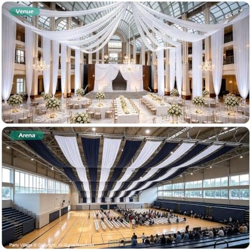 50FT x 50FT White Ceiling Drapes for Wedding Party Decor in 60"W x 600"L (Pack of 10) in White, alternate view 5