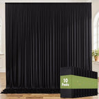 50ft x 8ft Wrinkle Free Black Backdrop Curtains for Parties, 10 Panels 5ftx8ft Polyester Photo Backdrop Drapes