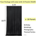 50ft x 8ft Wrinkle Free Black Backdrop Curtains for Parties, 10 Panels 5ftx8ft Polyester Photo Backdrop Drapes, alternate
