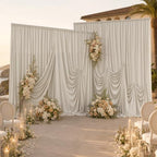 50ftx10ft Beige Backdrop Curtain for Parties, Thick Polyester 10 Panesl 10 ft Long Wedding Photo Backdrop Drapes, alternate