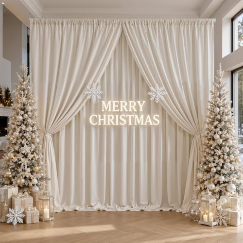 50ftx10ft Beige Backdrop Curtain for Parties, Thick Polyester 10 Panesl 10 ft Long Wedding Photo Backdrop Drapes, alternate