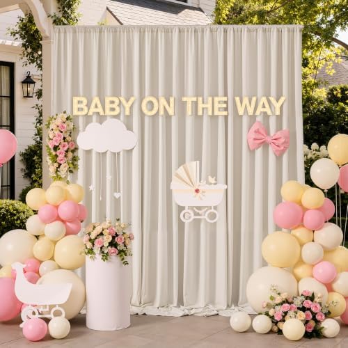50ftx10ft Beige Backdrop Curtain for Parties, Thick Polyester 10 Panesl 10 ft Long Wedding Photo Backdrop Drapes, alternate