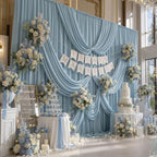 50ftx10ft Dusty Blue Backdrop Curtain Panels for Parties, Thick Polyester 10 Panels 10 ft Long Wedding Dusty, alternate view