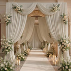 50ftx10ft Wrinkle Free Beige Backdrop Curtains for Parties, 10 Panels 5x10ft Silky Polyester Photo Backdrop, alternate view 5