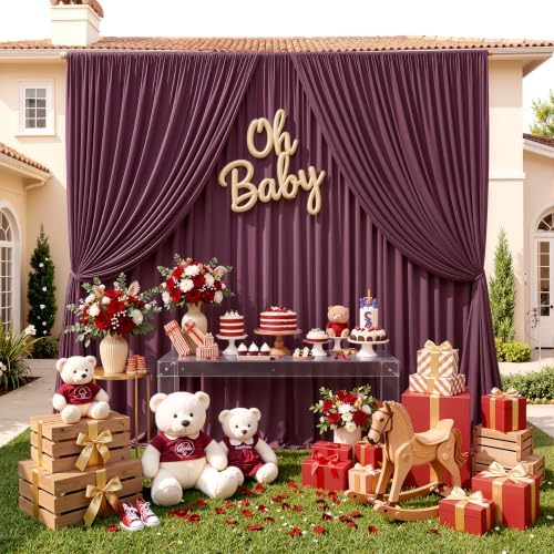 50ftx10ft Wrinkle Free Burgundy Backdrop Curtains for Parties, Silky Polyester Maroon Photo Backdrop Drapes 10, alternate