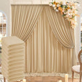 50ftx10ft Wrinkle Free Champagne Backdrop Curtains for Parties, 10 Panels 5x10ft Thick Polyester Backdrop Drapse