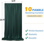 50ftx10ft Wrinkle Free Hunter Green Backdrop Curtains for Party Background, 10 Panels Silky Fabric Green Photo, alternate