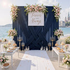 50ftx10ft Wrinkle Free Navy Blue Backdrop Curtains for Party Background, 10 Panels 5x10ft Silky Polyester Photo, alternate