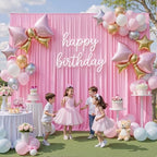50ftx10ft Wrinkle Free Pink Backdrop Curtains for Party Background, 10 Panels 5x10ft Silky Polyester Photo, alternate view 4