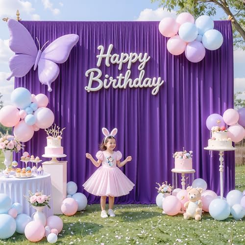 50ftx10ft Wrinkle Free Purple Backdrop Curtains for Party Background, 10 Panels 5x10ft Silky Polyester Photo, alternate view