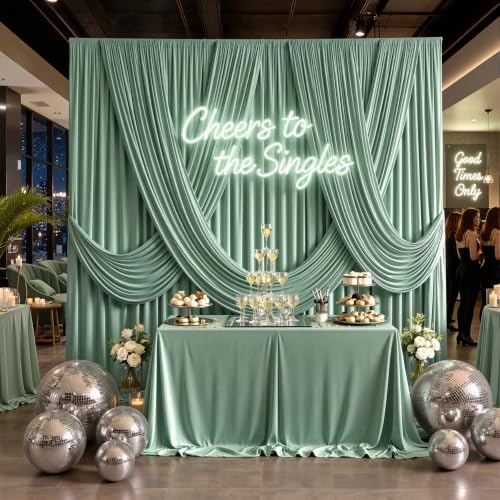 50ftx10ft Wrinkle Free Sage Green Backdrop Curtains for Parties, 10 Panels 5x10ft Silky Polyester Photo Backdrop, alternate