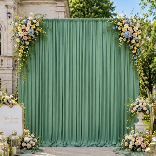 50ftx10ft Wrinkle Free Sage Green Backdrop Curtains for Parties, 10 Panels 5x10ft Silky Polyester Photo Backdrop, alternate