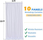 50ftx10ft Wrinkle Free White Backdrop Curtain for Party Background, 10 Panels Silky Polyester Photo Backdrop, alternate view