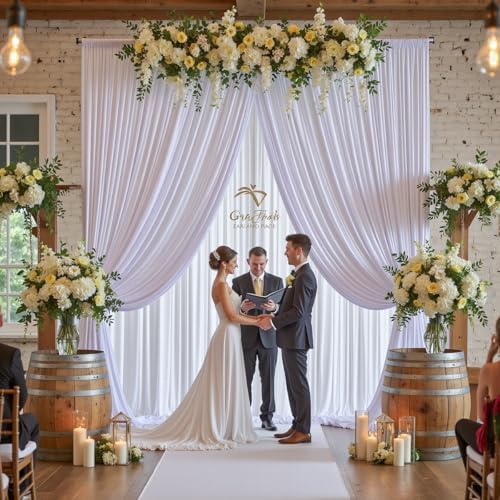 50ftx10ft Wrinkle Free White Backdrop Curtain for Party Background, 10 Panels Silky Polyester Photo Backdrop, alternate view