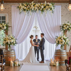 50ftx10ft Wrinkle Free White Backdrop Curtain for Party Background, 10 Panels Silky Polyester Photo Backdrop, alternate view