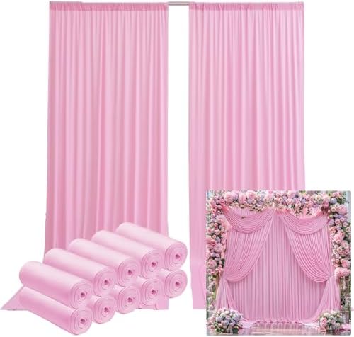 50FTx12FT Baby Pink Backdrop Curtains for Weddings, Birthdays and Photos in W5' x H12'(10 panels) in Baby Pink