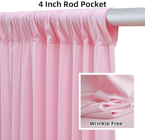 50FTx12FT Baby Pink Backdrop Curtains for Weddings, Birthdays and Photos in W5' x H12'(10 panels) in Baby Pink, alternate