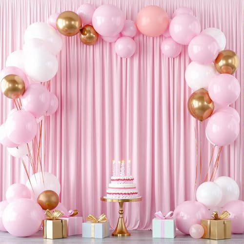 50FTx12FT Baby Pink Backdrop Curtains for Weddings, Birthdays and Photos in W5' x H12'(10 panels) in Baby Pink, alternate