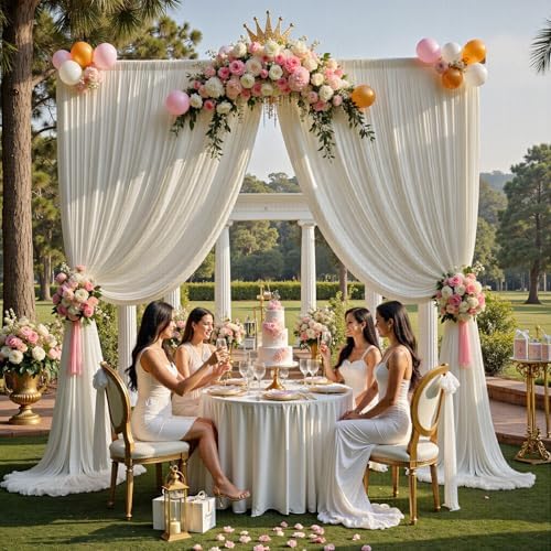 50ftx12ft Beige Backdrop Curtains for Parties, Wrinkle Free Polyester Beige Photo Backdrop Drapes 10 Panels 12, alternate