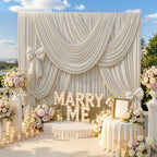 50FTx12FT Beige Backdrop Curtains for Weddings, Birthdays and Photography in W5' x H12'(10 panels) in Beige, alternate view 4