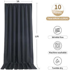 50ftx12ft Black Backdrop Curtain Panels for Parties, Thick Polyester 10 Panels 12 ft Long Wedding Black Photo, alternate view