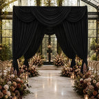 50ftx12ft Black Backdrop Curtain Panels for Parties, Thick Polyester 10 Panels 12 ft Long Wedding Black Photo, alternate view