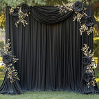 50FTx12FT Black Backdrop Curtains for Wedding Party, Birthday and Halloween in W5' x H12'(10 panels) in black, alternate view