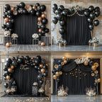 50FTx12FT Black Backdrop Curtains for Wedding Party, Birthday and Halloween in W5' x H12'(10 panels) in black, alternate view