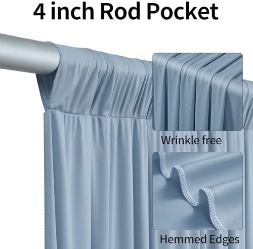 50ftx12ft Dusty Blue Backdrop Curtains for Parties, Wrinkle Free Polyester Photo Backdrop Drapes 10 Panels 12 ft, alternate